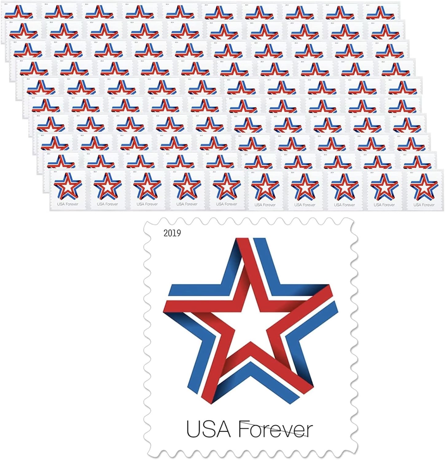 Star Ribbon 100 Forever First Class Postage Stamps for All Needs