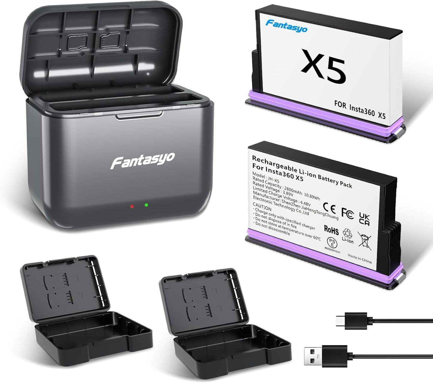 Insta 360 X5 Battery Pack with Fast Charge Hub for Extended Use