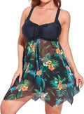Plus Size Two Piece Swim Dress with Shorts - Flowy Mesh Swimdress