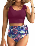 Two Piece High Waisted Swimsuits Women Tummy Control Bikini - Modest