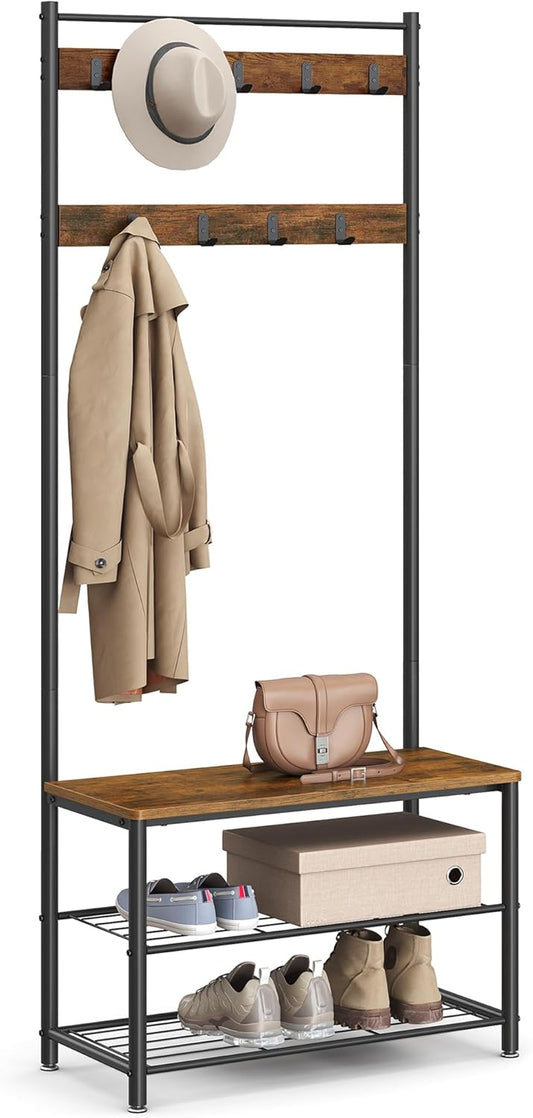 VASAGLE Coat Rack with Shoe Storage Bench for Entryway