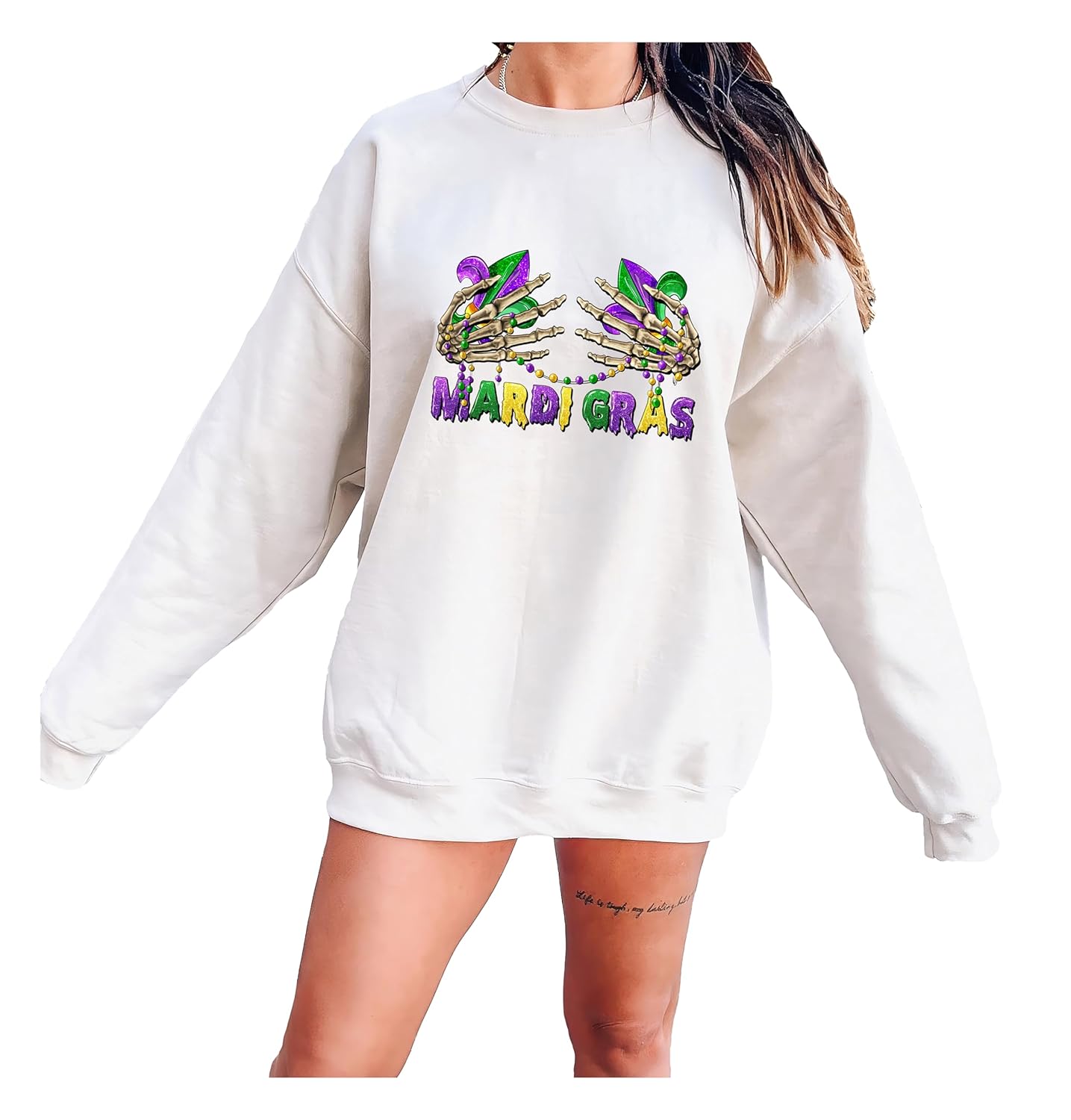 Festive Mardi Gras Sweatshirt for Saints Fans!