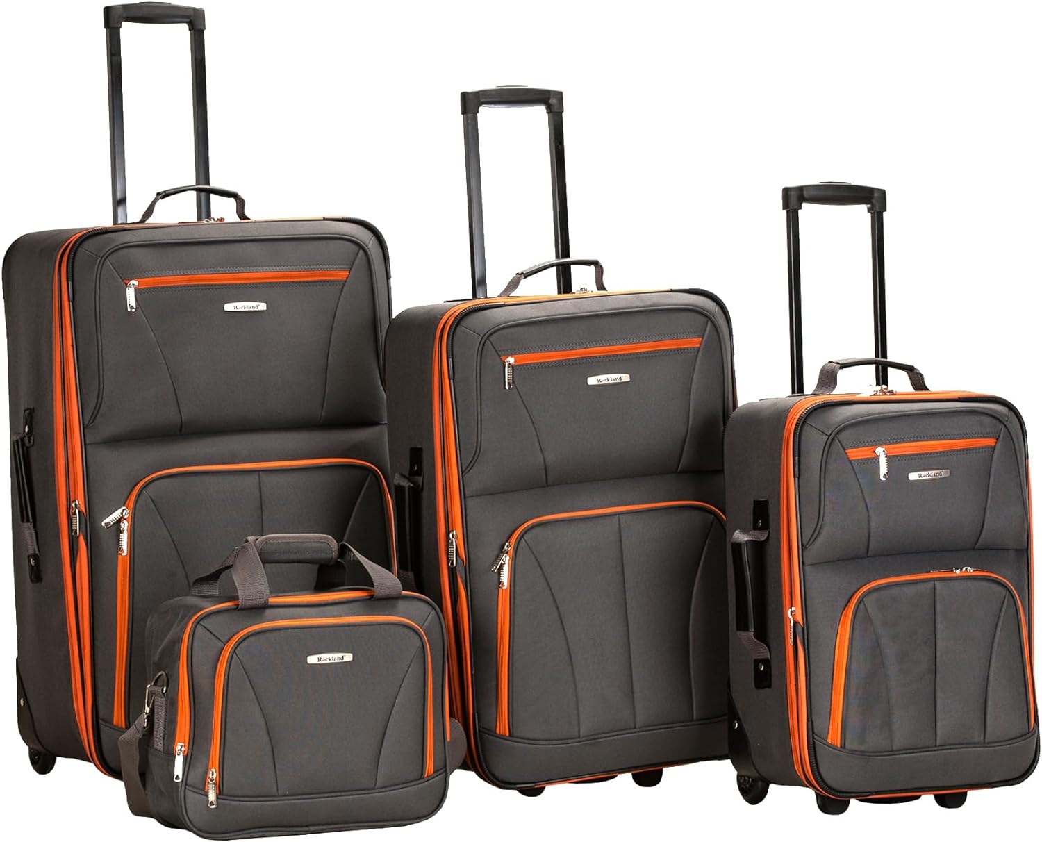 Rockland Journey Softside Luggage Set - Expandable 4-Piece Charcoal