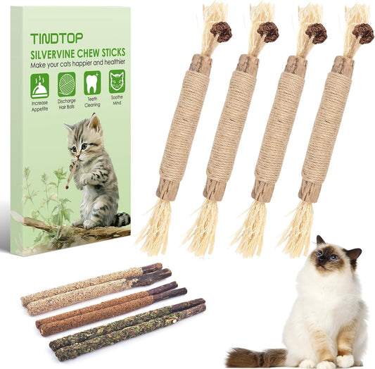 10 Pack Silvervine Chew Toys for Kittens - Teeth Cleaning & Calm