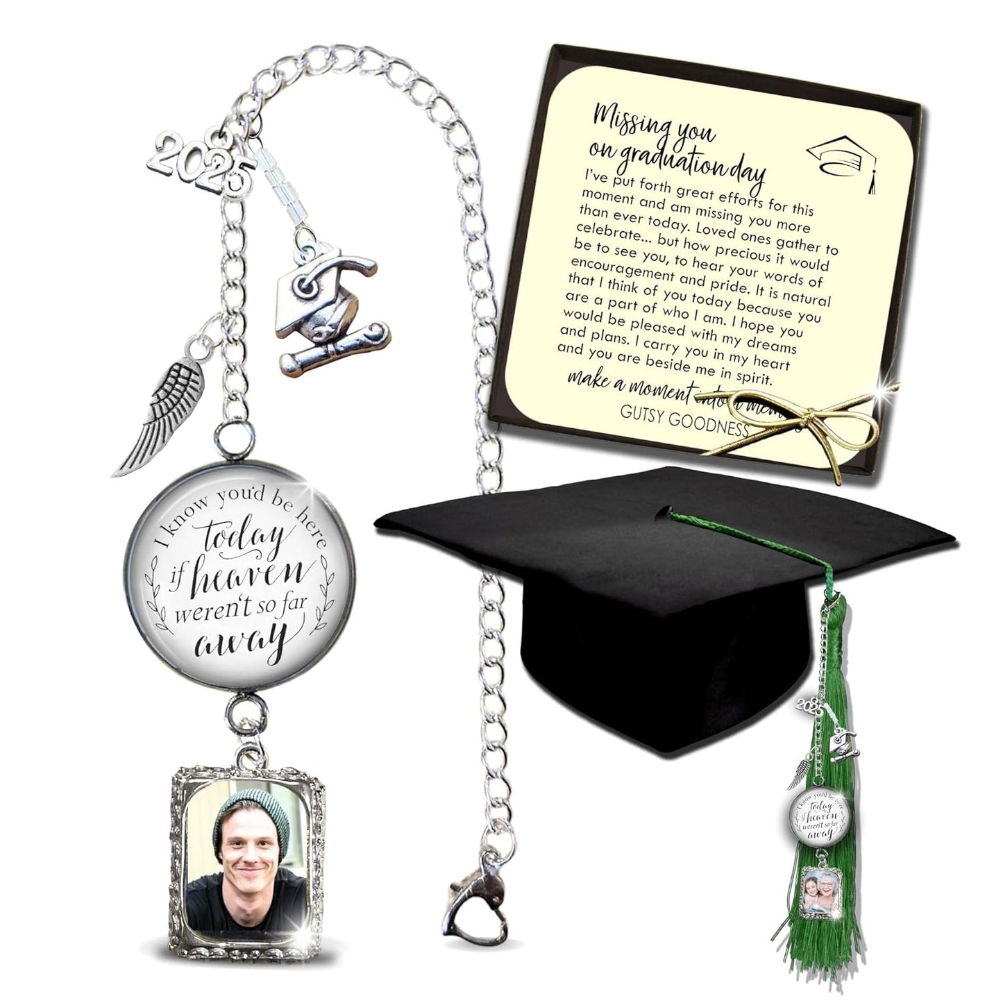 Graduation Cap Tassel Memorial Photo Charm for 2025 Graduates