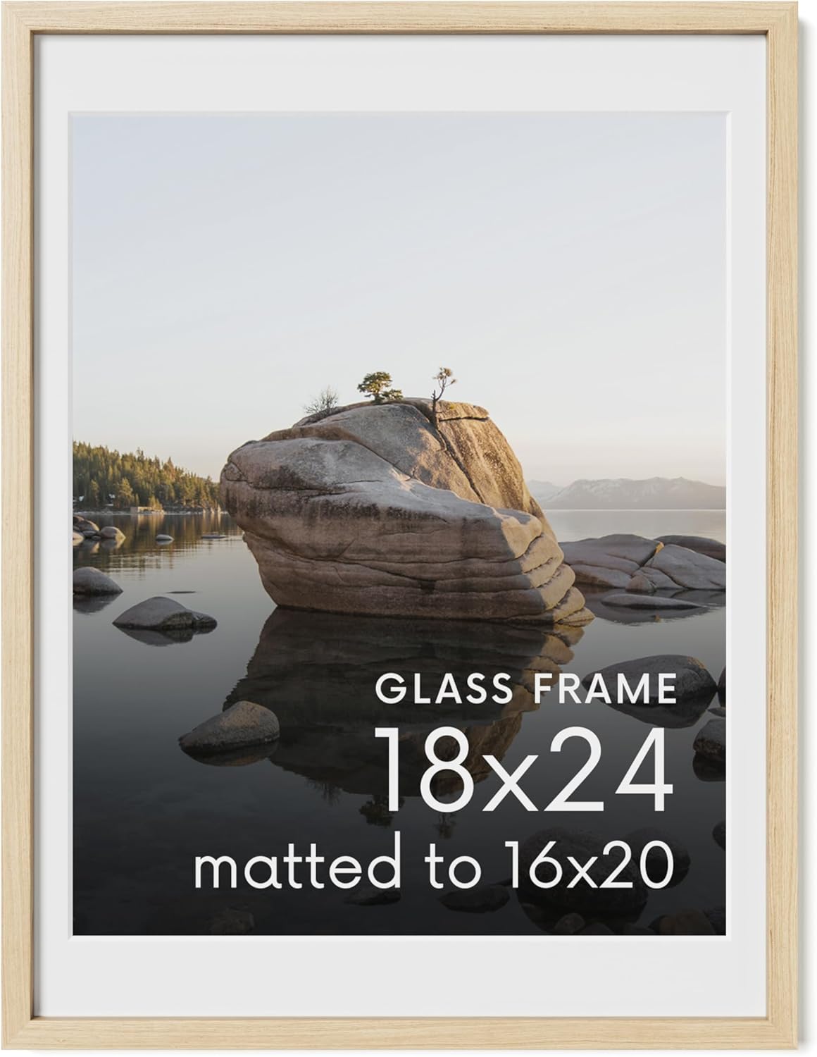 18x24 Picture Frame with Real Glass and Natural Oak Finish