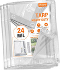 24 Mil Clear Tarps Heavy Duty Waterproof 8x10 ft - Durable Clear Vinyl