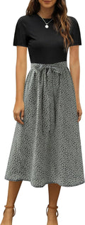 Zattcas Women Summer Ribbed Midi Dress - Modest Work & Church Women's