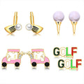 Sporty Golf Ball Stud Earrings by XOCARTIGE