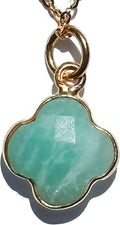 Genuine Gemstone Four Leaf Clover Necklace - Handcrafted Amulet
