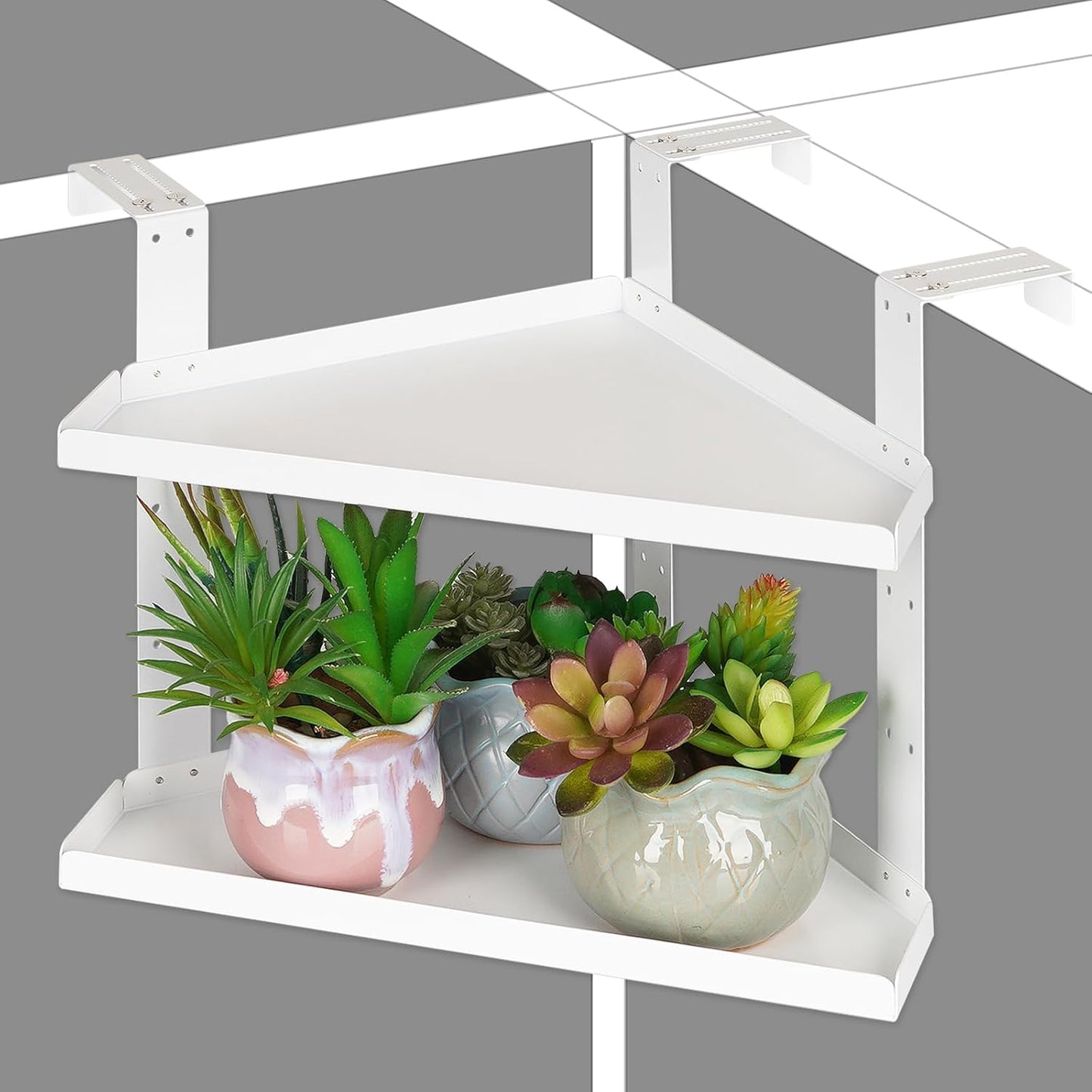 Height Adjustable Office Cubicle Shelf with Hooks for Space Saving