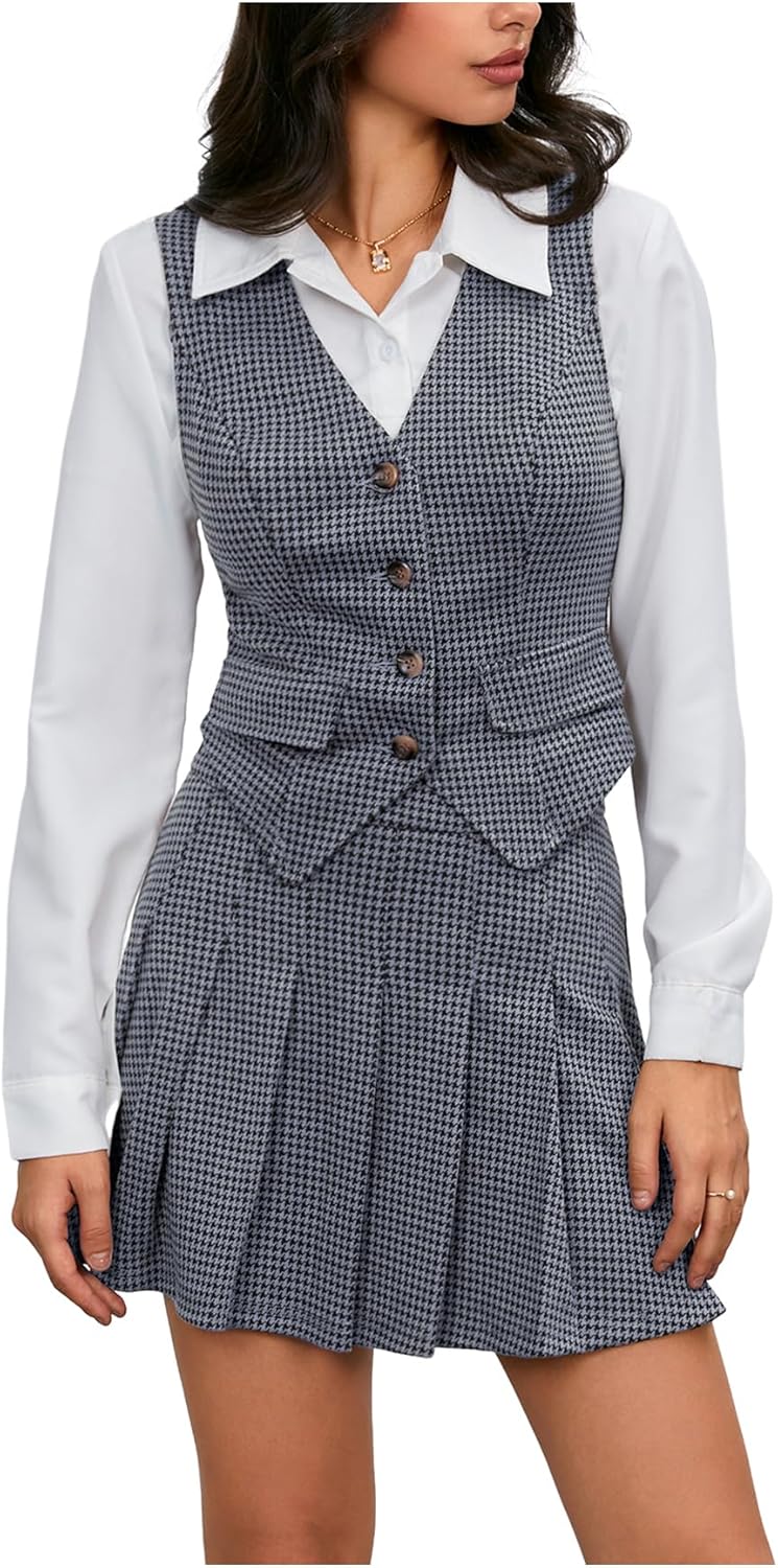 Milumia Women's Plaid Skirt Sets for Stylish Business Outfits