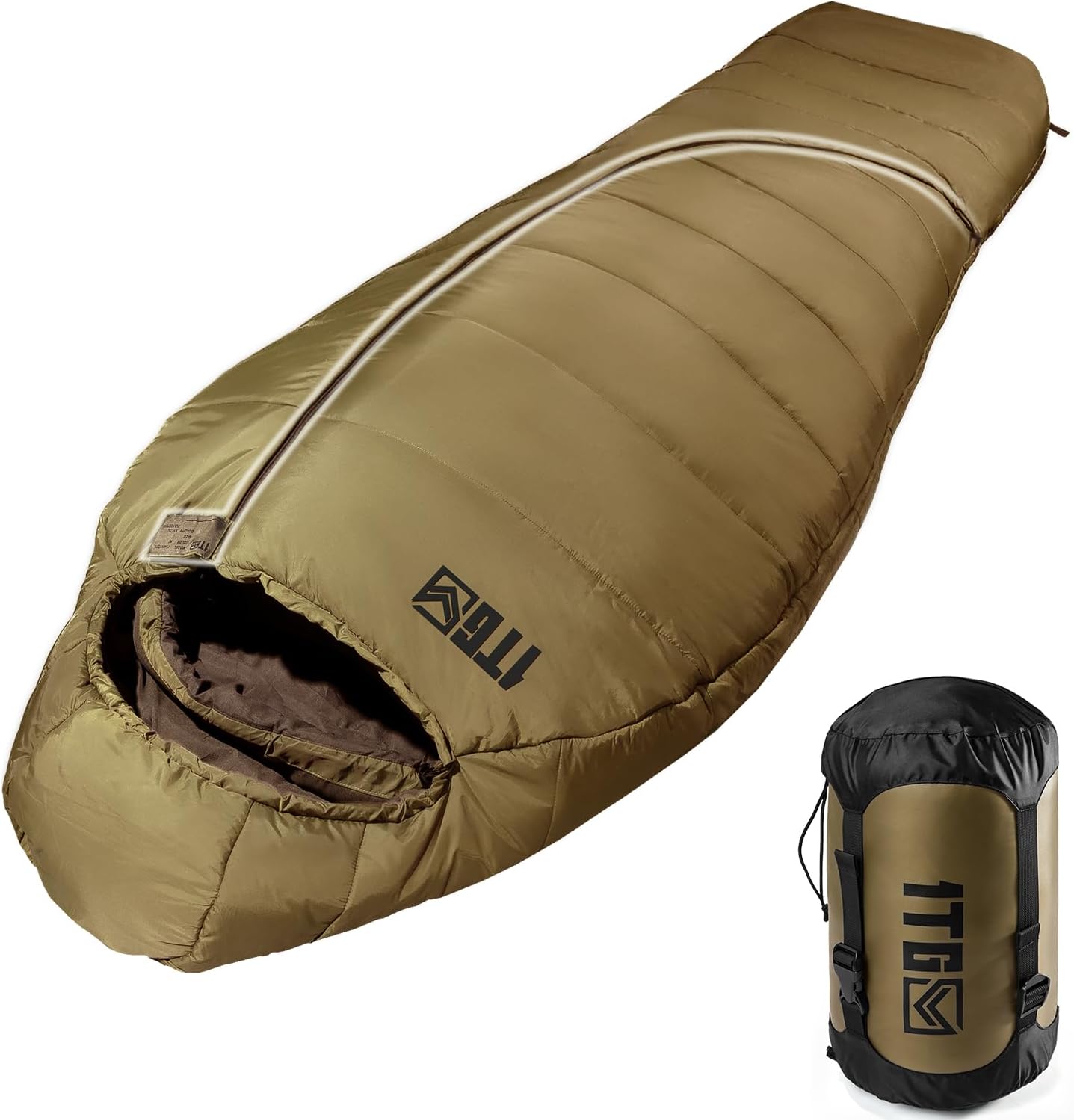 Warm Weather Camping Mummy Sleeping Bag for Adults - Tactical Gear