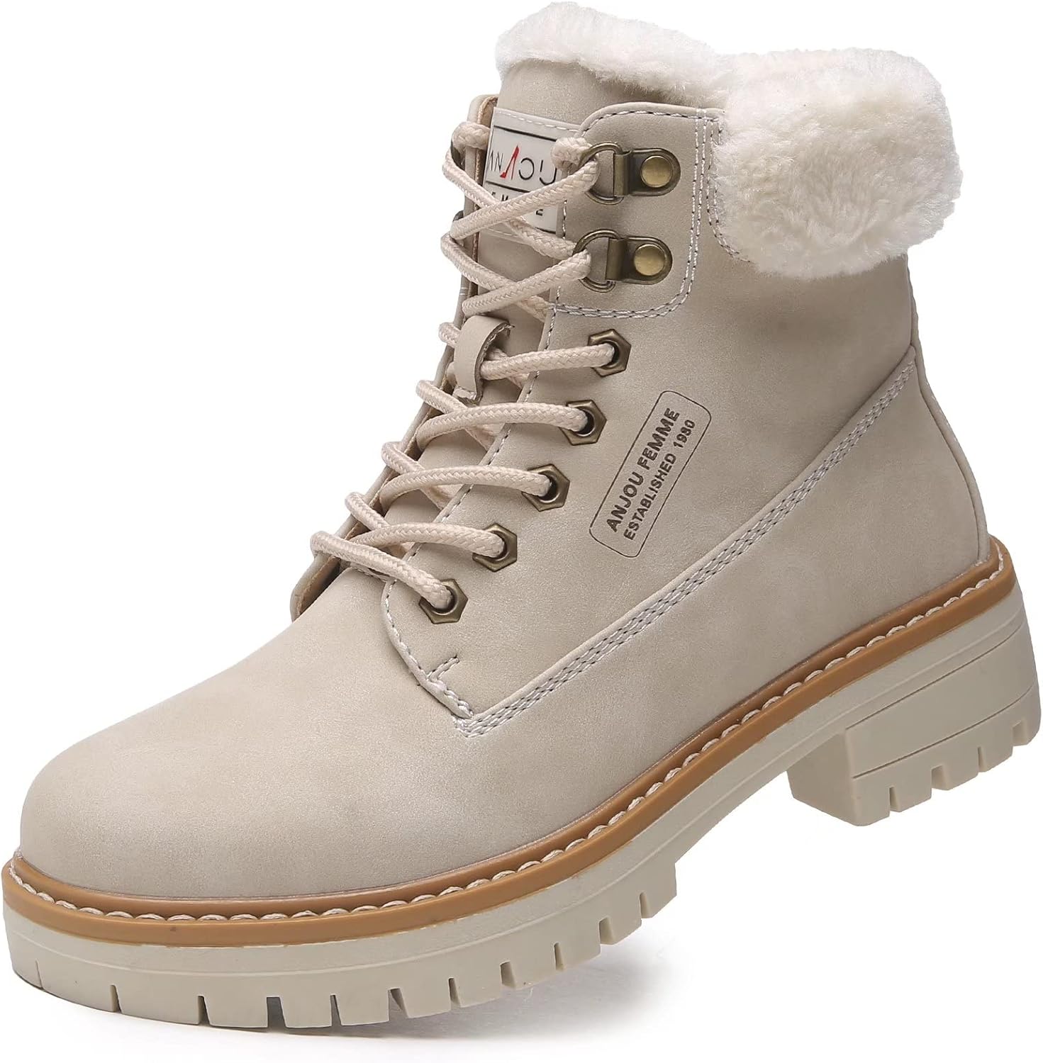 ANJOUFEMME Winter Hiking Boots for Women - Waterproof Comfort