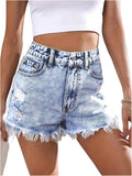 Verdusa Women's Ripped Distressed Skinny Denim Shorts (Style PRK7)