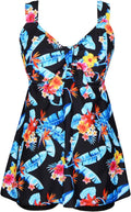 Plus Size Tankini Swimdress Two Piece Bathing Suit - Flattering Fit