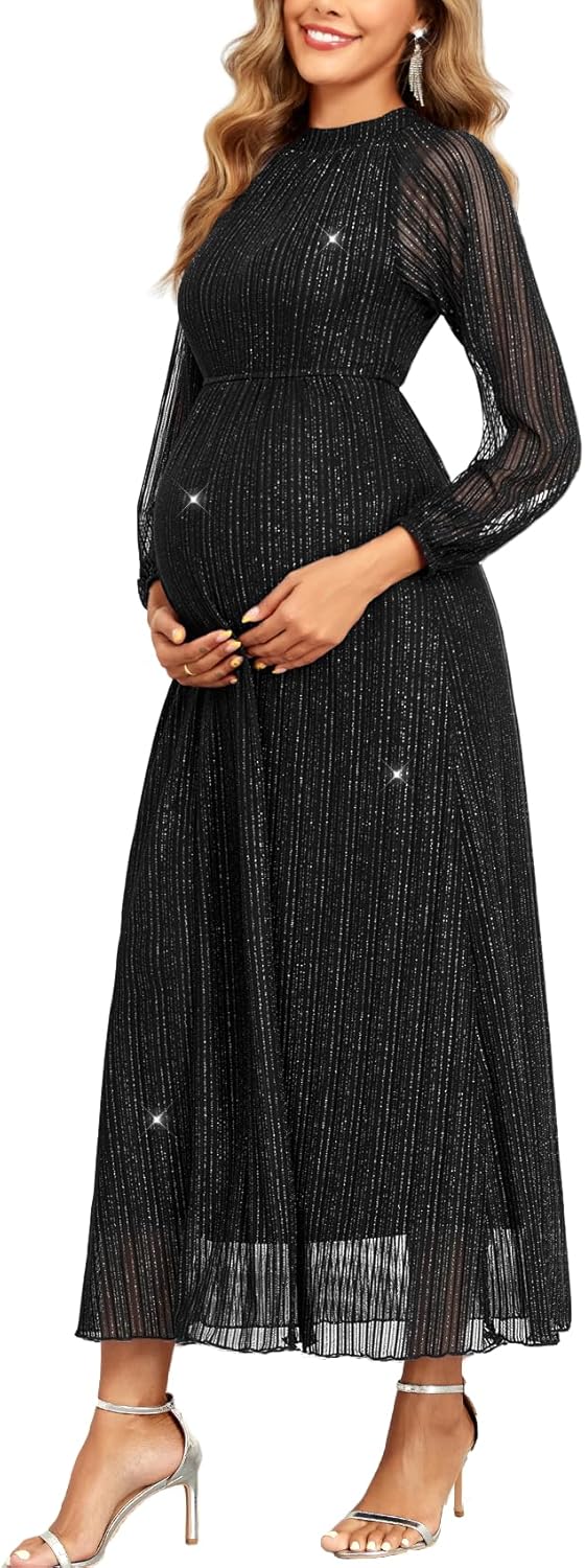 Maternity Sparkly Mesh Dress for Baby Shower and Photoshoot