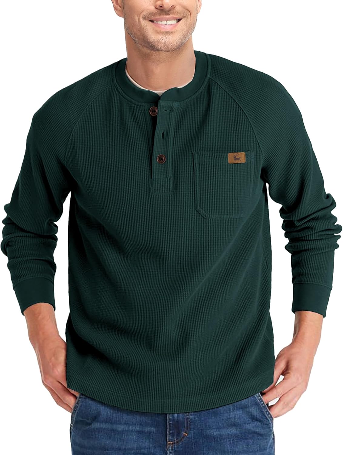 ZITY Long Sleeve Henley Shirts for Men Casual Waffle Thermal