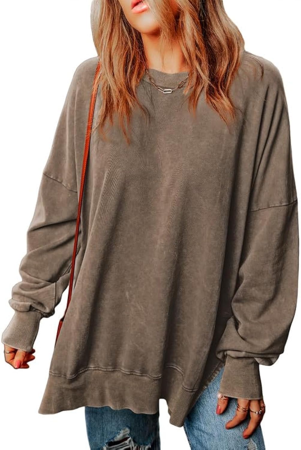 SHEWIN Lightweight Crewneck Sweatshirt for Cozy Comfort