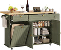 60in Kitchen Island with Power Outlet & Drop Leaf - Mobile Prep