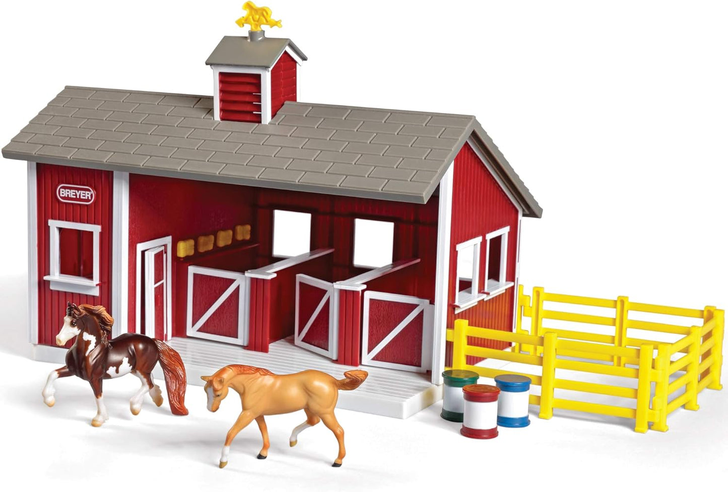 Breyer Stablemates Red Stable Set with 2 Horses for Kids