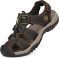 FLARUT Men's Sport Sandals Closed Toe Leather Trail Sandals Clean