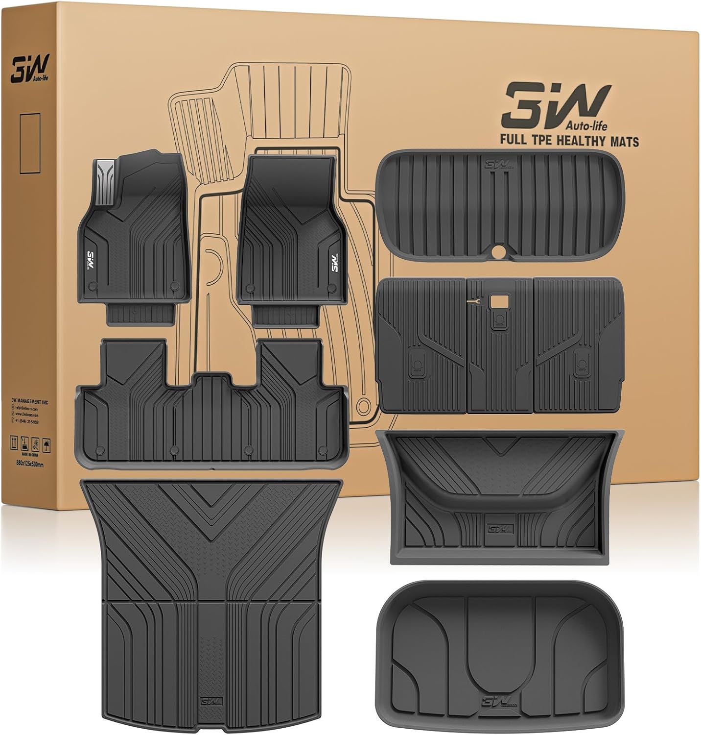 3W Tesla New Model Y Floor Mats and Cargo Liners for 2025 2026