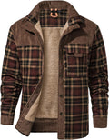 Men's Sherpa Lined Shirt Jacket Flannel Plaid Fleece Coat - Warm