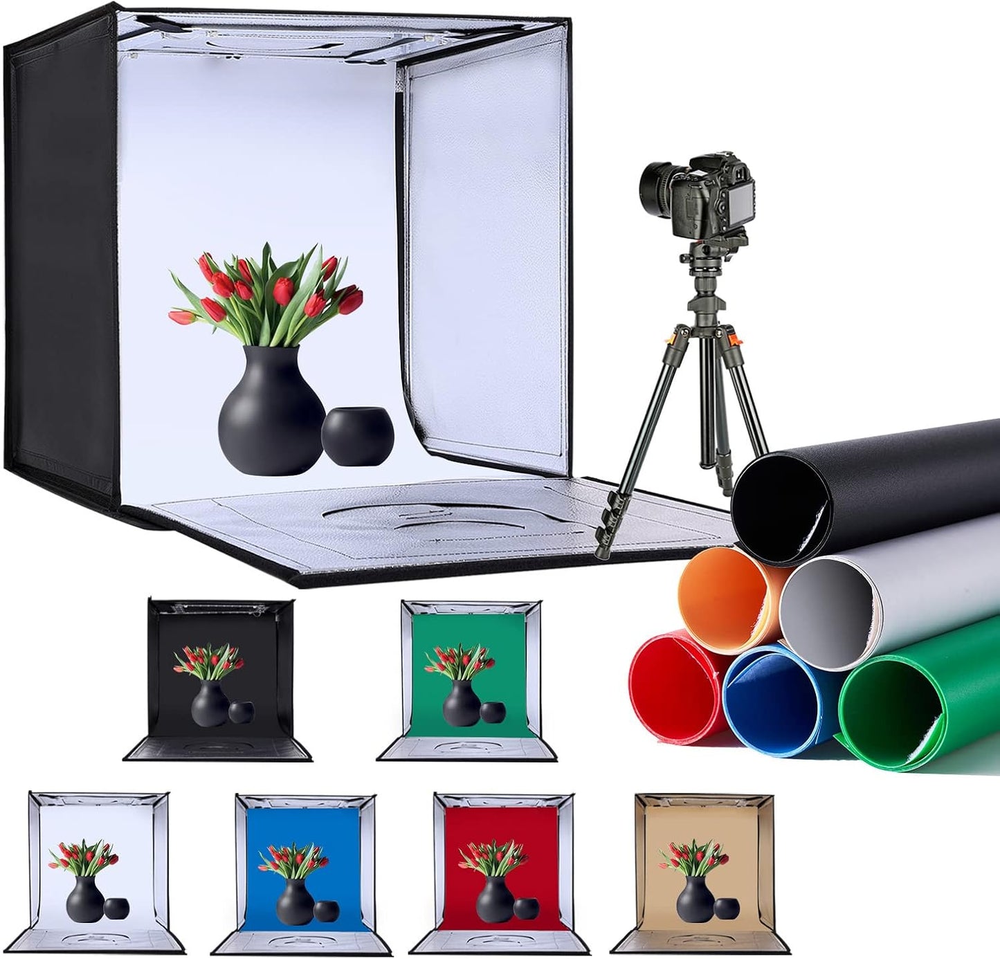 Light Box Photography 20in with 80LED Lights and Backdrops