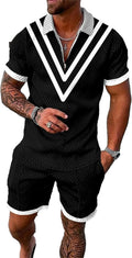 men's short sets for Men casual 2-piece summer tracksuit - breathable
