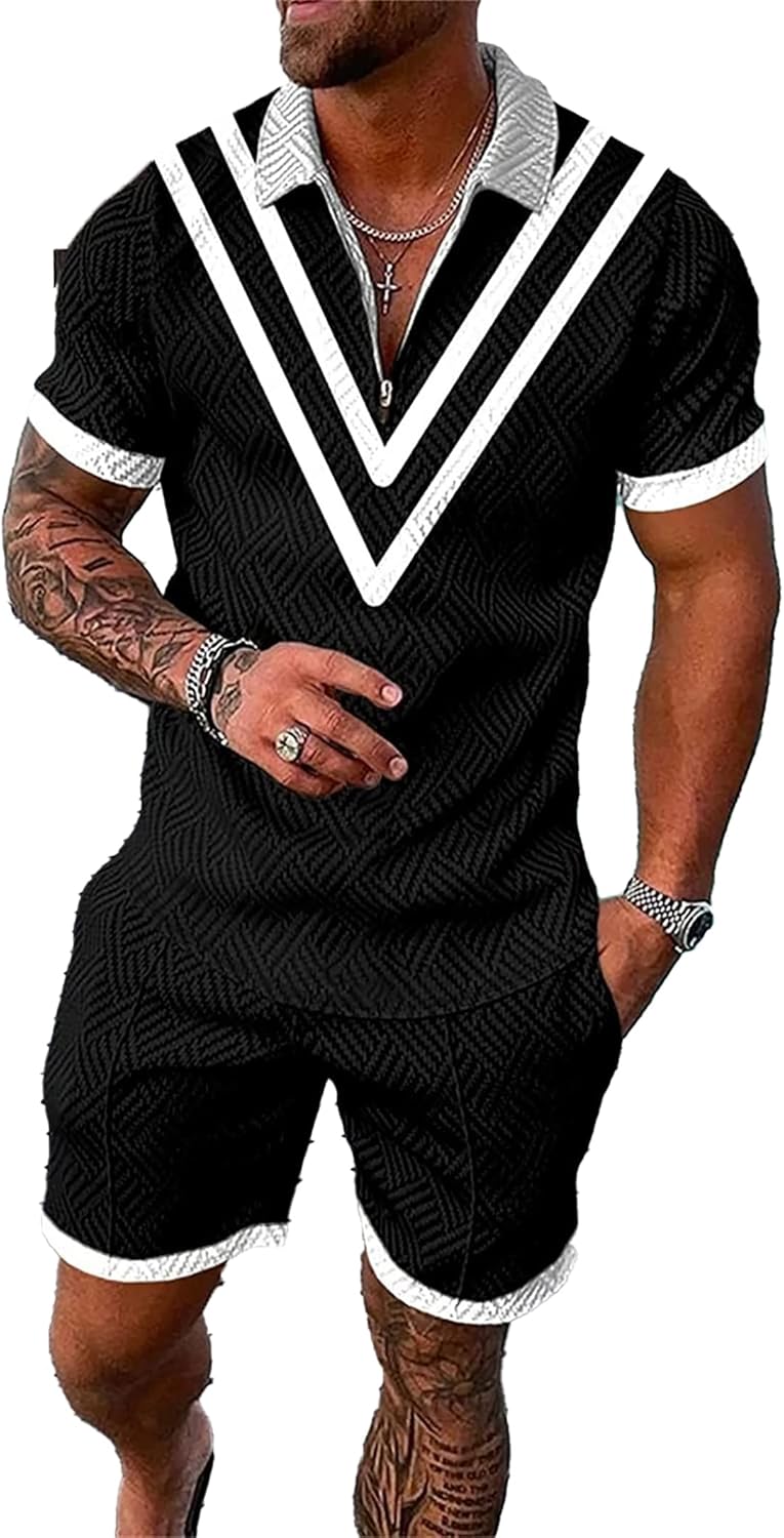 Men's Short Sets Outfits 2 Piece Summer Tracksuit for Comfort