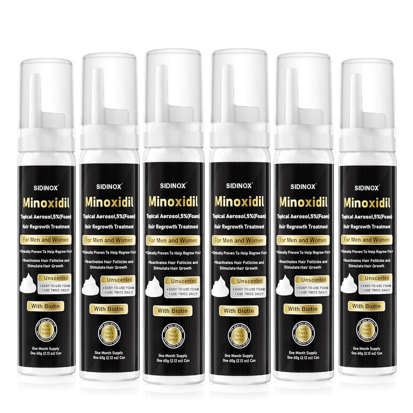 5% Minoxidil Foam for Hair Growth Treatment with Biotin