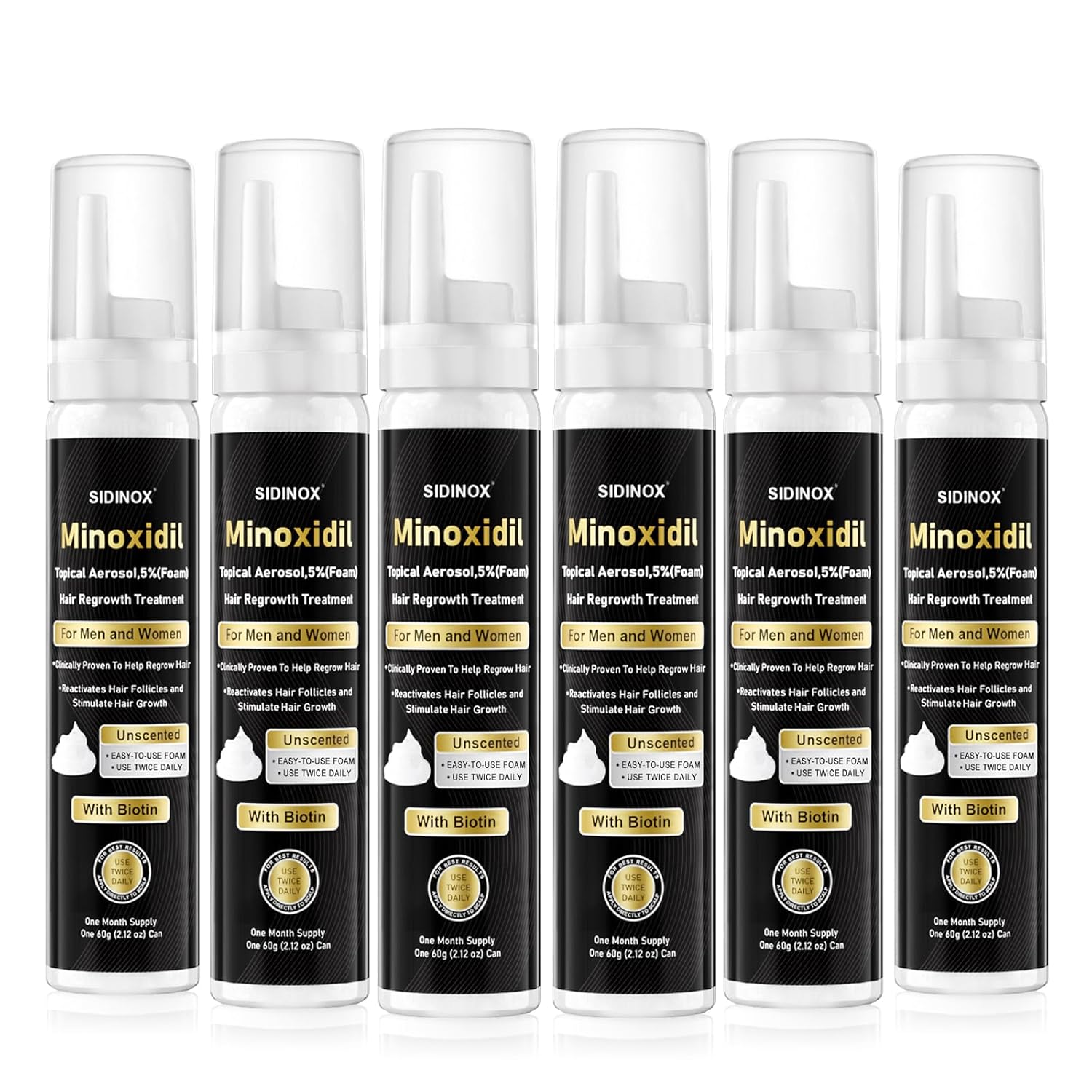 5% Minoxidil Foam for Hair Growth Treatment with Biotin