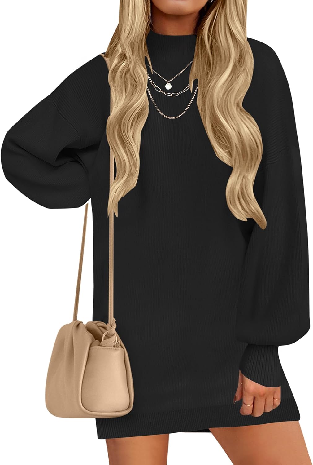 ZESICA Women's Fall Turtleneck Sweater Dress for Casual Style