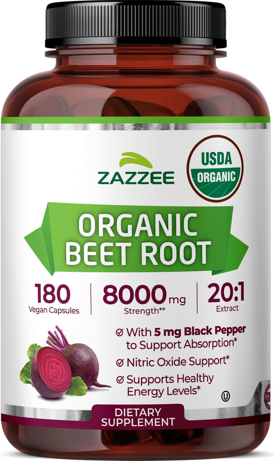 Zazzee Organic Beet Root Extract 8000 mg for Enhanced Absorption