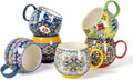 Boho Coffee Mugs 20 Ounce Porcelain Set - Stackable, Durable