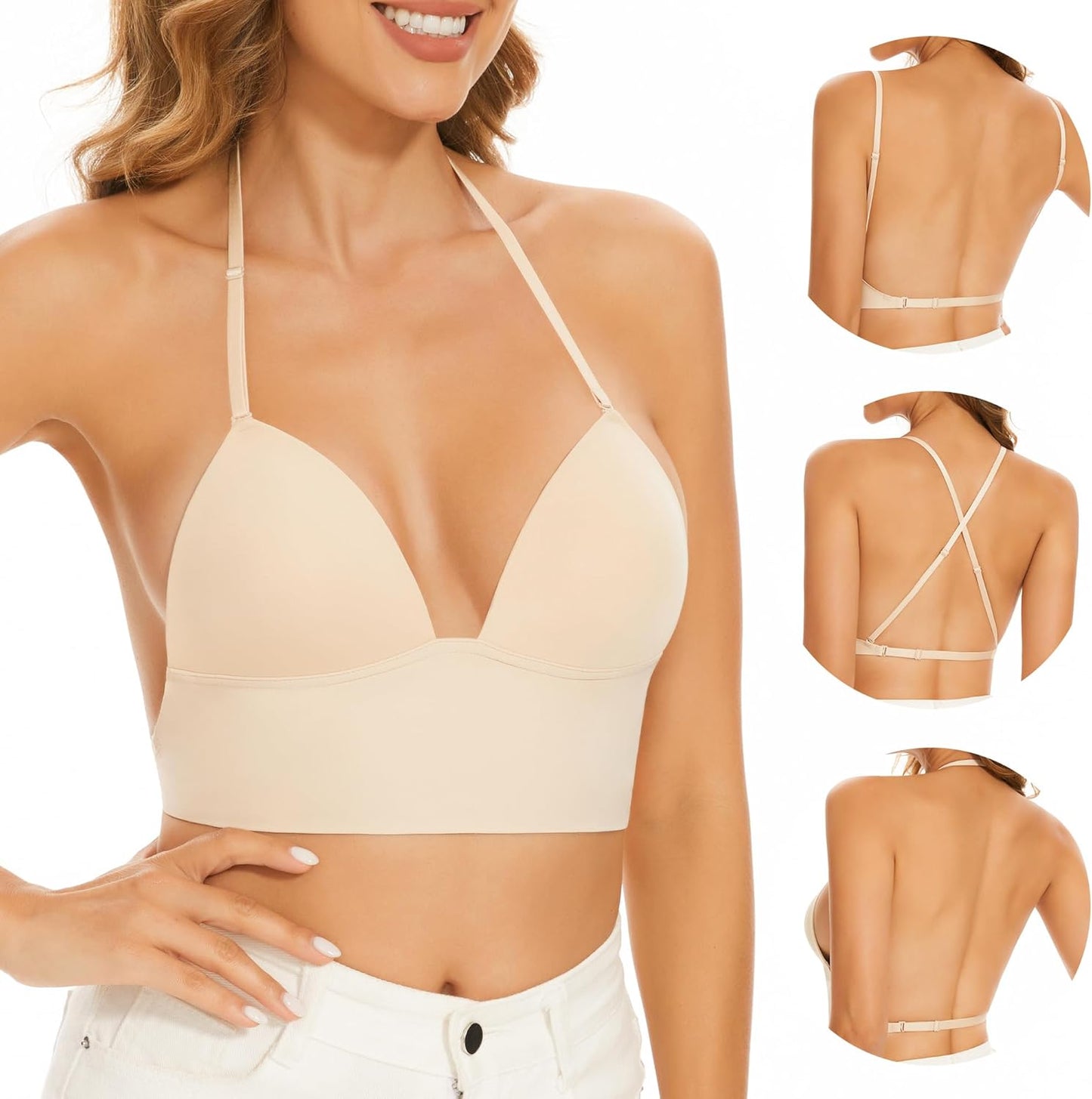 Versatile Low Back Bras for Women - Seamless Wireless Bralette