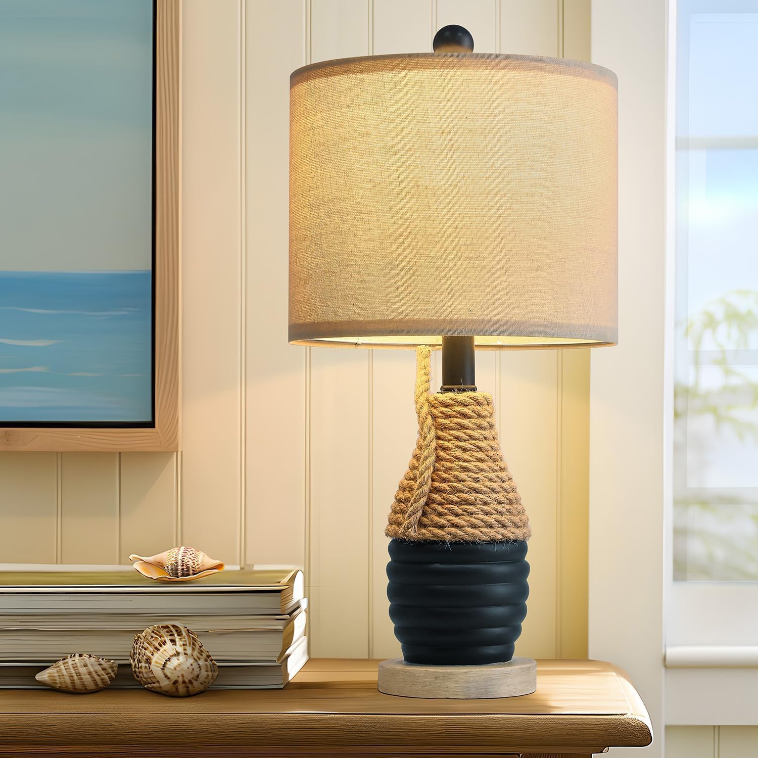 Coastal Nautical Table Lamp for Bedroom and Living Room Decor