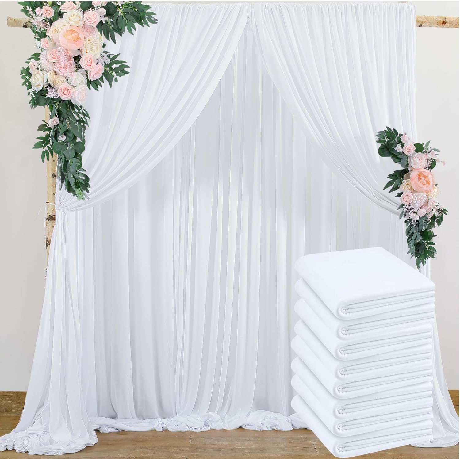Premium White Wedding Backdrop Set - Wrinkle-Free Elegance