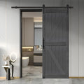 S&Z TOPHAND 30in x 84in Deep Gray Knotty Barn Door with 5ft Hardware