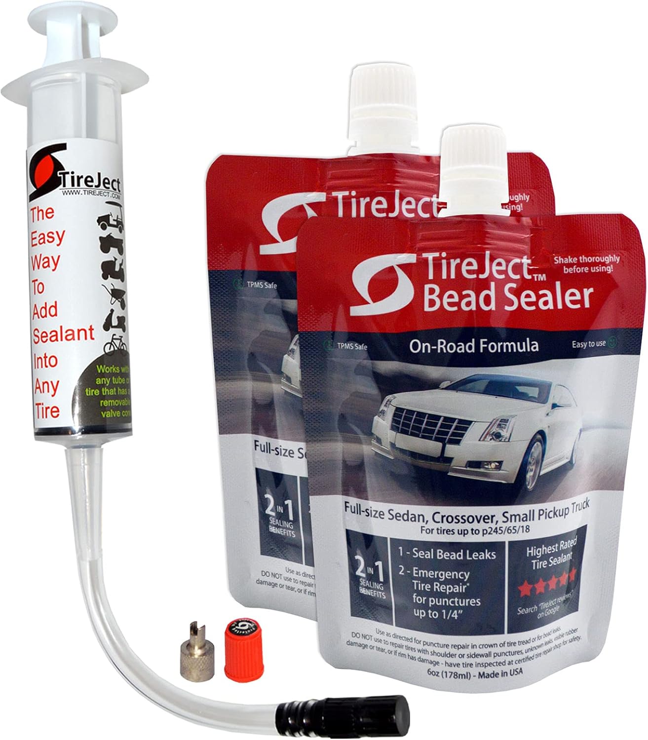 TireJect 2-in-1 Tire Sealant & Bead Sealer Kit for Vehicles