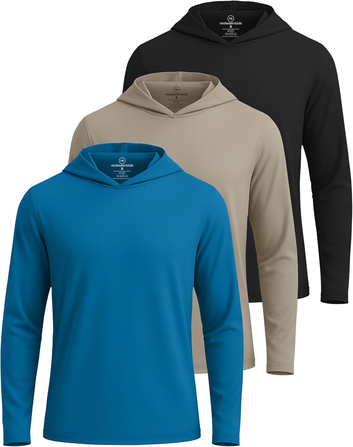 Men's Dry Fit Wicking Long Sleeve Fishing Hoodie Pullover 3 Pack