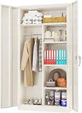 Metal Wardrobe Closet 72 in Lockable Steel Storage - Durable Organizer