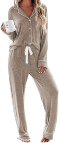 Ekouaer Women's Pajamas Long Sleeve Two-Piece Set - Soft Cozy Sets