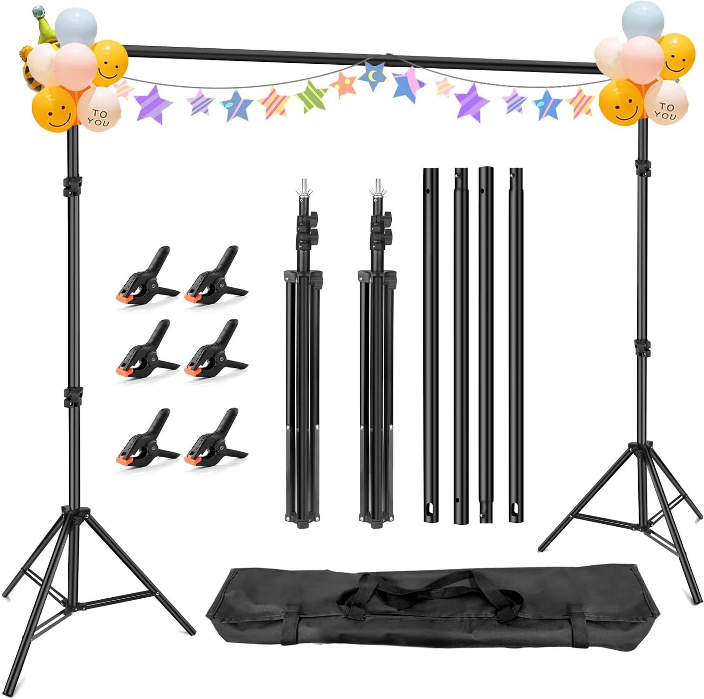 10x6.5ft Hemmotop Backdrop Stand - Versatile for Photoshoots to Streaming