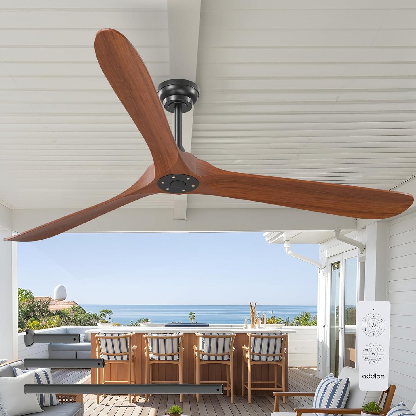 addlon 72 Inch Indoor Outdoor Ceiling Fan with Remote Control