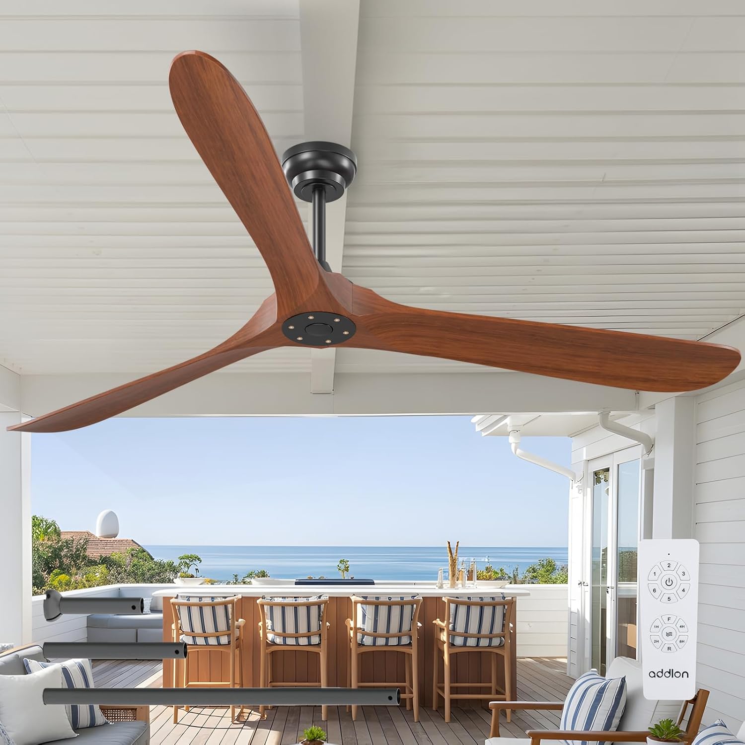 addlon 72 Inch Indoor Outdoor Ceiling Fan with Remote Control
