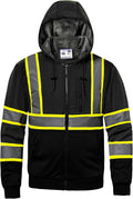 High visibility Hoodie for Men Class 3 Hi Vis Hoodie Black XL - Warm