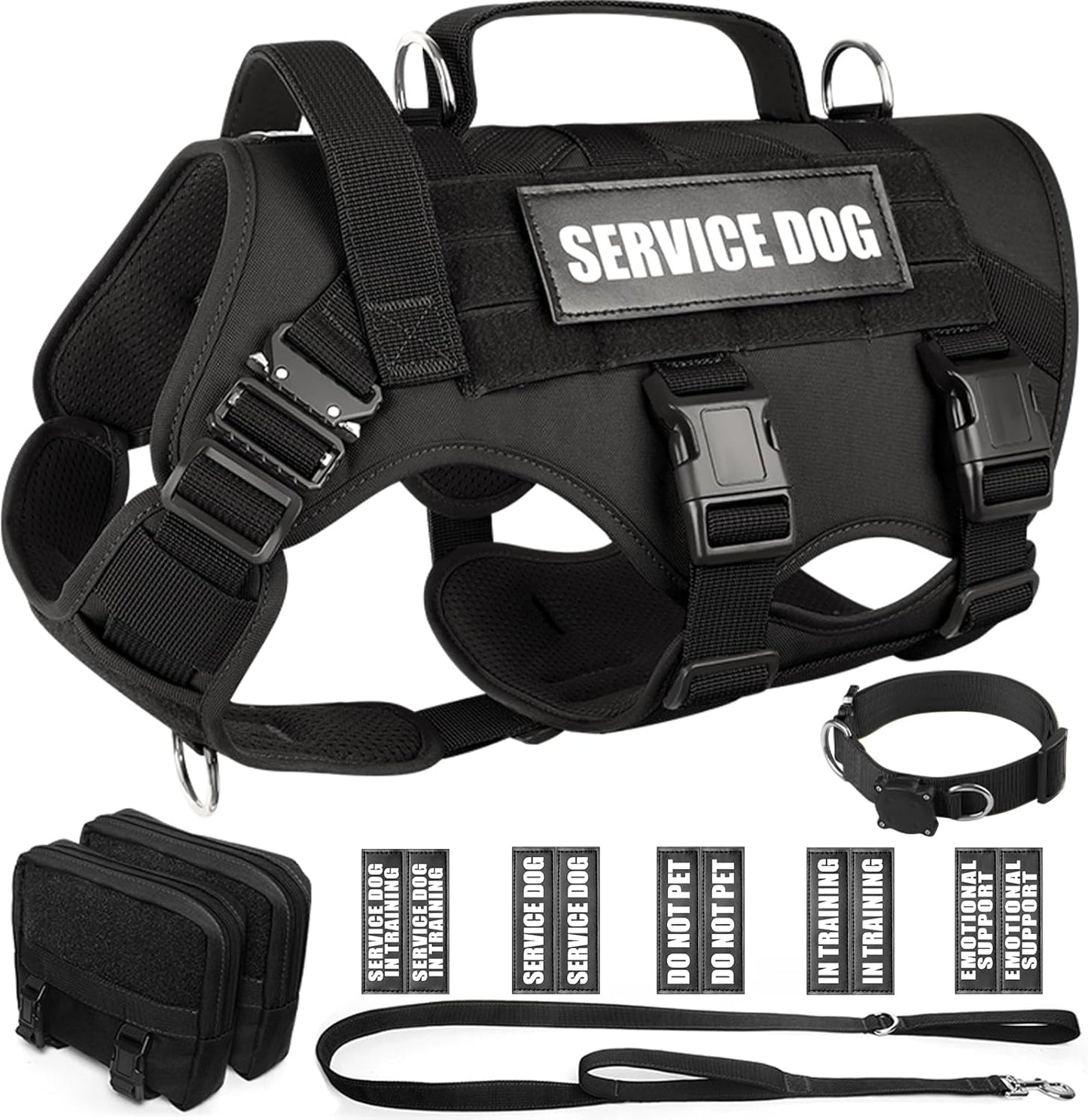 WINSEE Tactical Dog Harness with Leash and Patches for Large Dogs