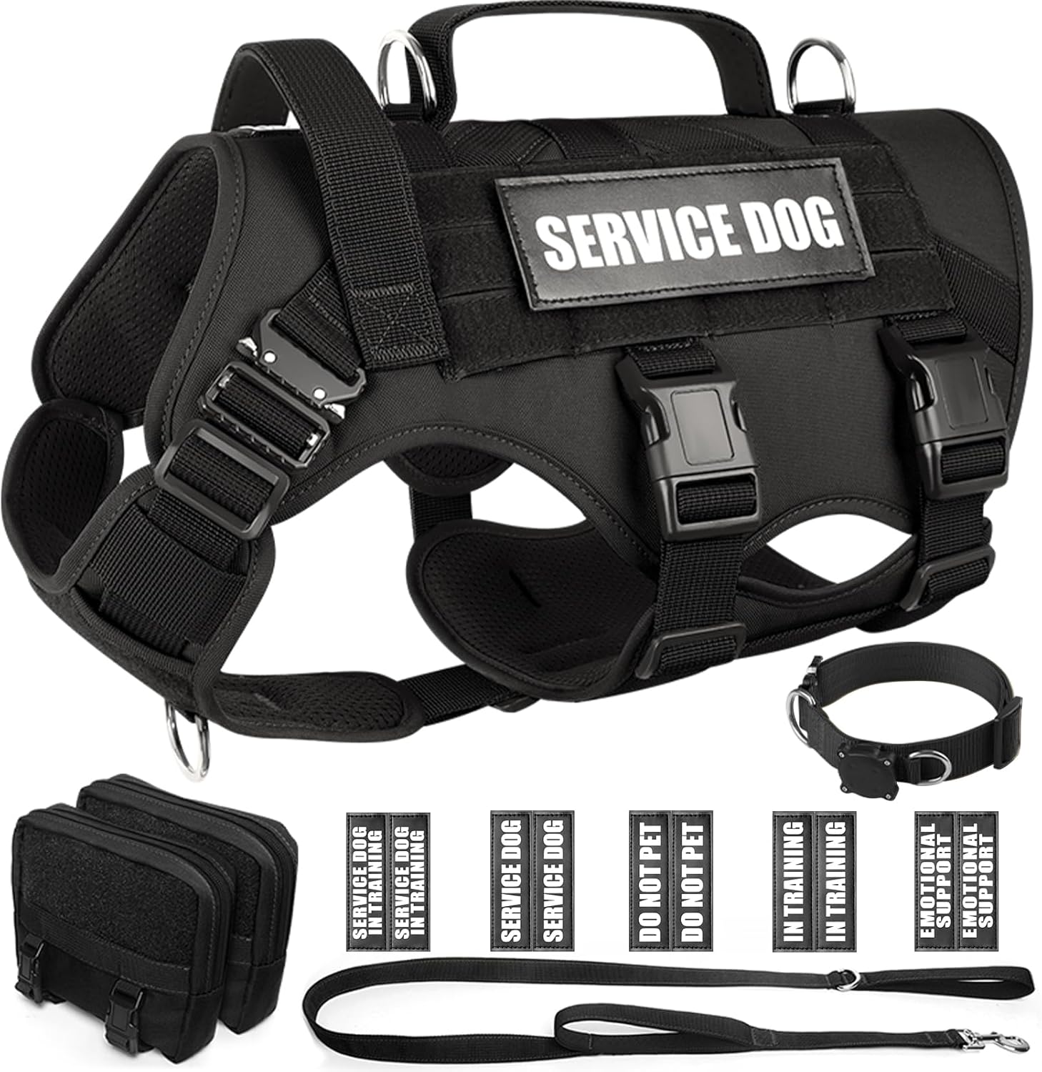 WINSEE Tactical Dog Harness with Leash and Patches for Large Dogs